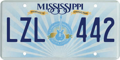MS license plate LZL442