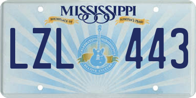 MS license plate LZL443
