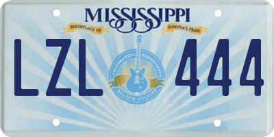 MS license plate LZL444
