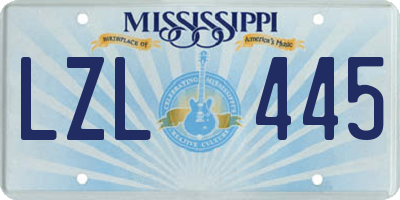 MS license plate LZL445