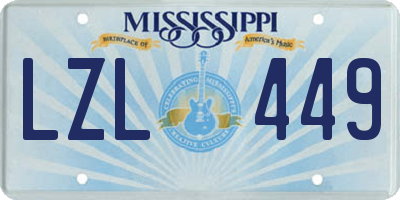 MS license plate LZL449