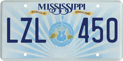MS license plate LZL450