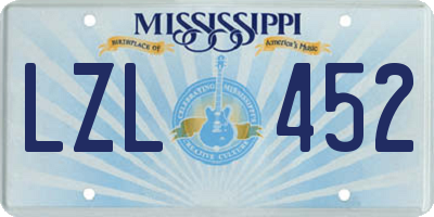 MS license plate LZL452