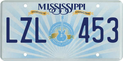 MS license plate LZL453