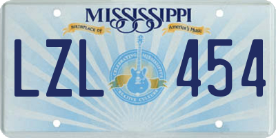 MS license plate LZL454