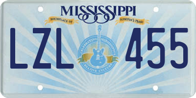 MS license plate LZL455