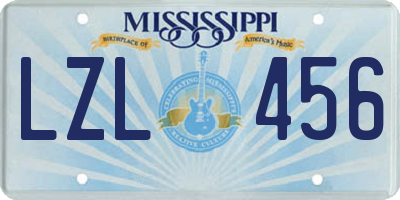 MS license plate LZL456