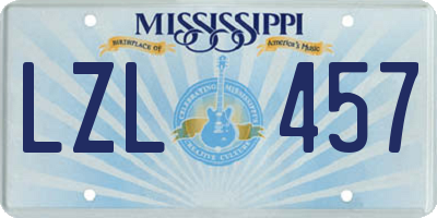 MS license plate LZL457