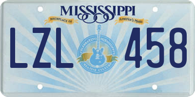 MS license plate LZL458