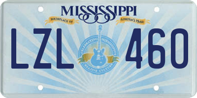 MS license plate LZL460