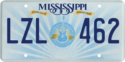 MS license plate LZL462