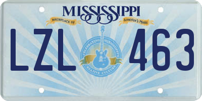 MS license plate LZL463