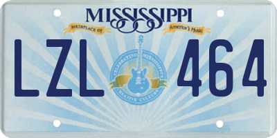MS license plate LZL464