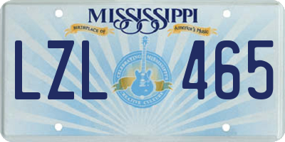 MS license plate LZL465
