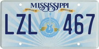 MS license plate LZL467