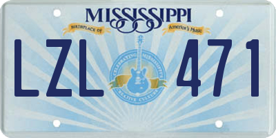 MS license plate LZL471