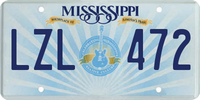 MS license plate LZL472