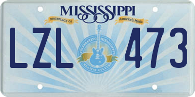 MS license plate LZL473