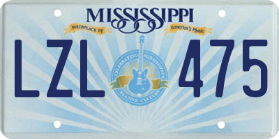 MS license plate LZL475
