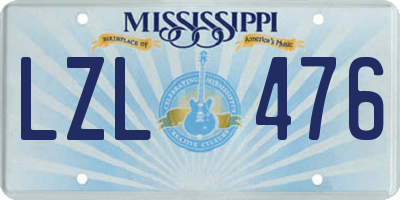 MS license plate LZL476