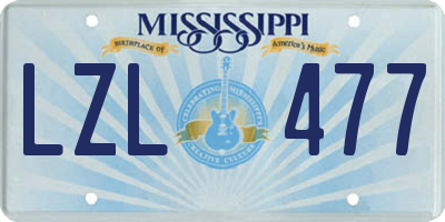 MS license plate LZL477