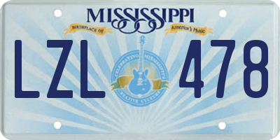 MS license plate LZL478