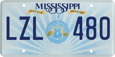 MS license plate LZL480
