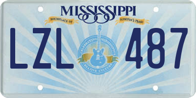 MS license plate LZL487