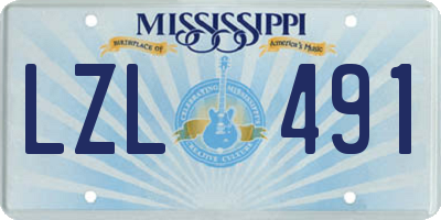 MS license plate LZL491
