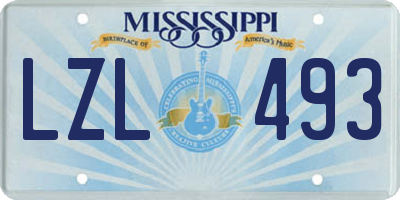 MS license plate LZL493