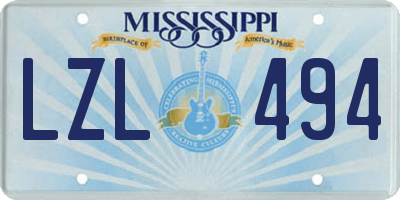 MS license plate LZL494