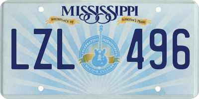 MS license plate LZL496