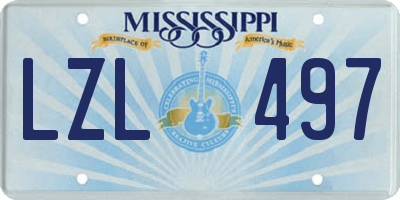 MS license plate LZL497