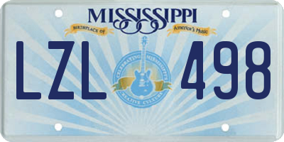 MS license plate LZL498