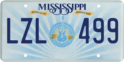 MS license plate LZL499