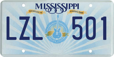 MS license plate LZL501