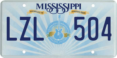 MS license plate LZL504