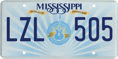 MS license plate LZL505