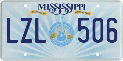 MS license plate LZL506