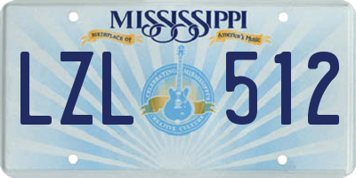 MS license plate LZL512