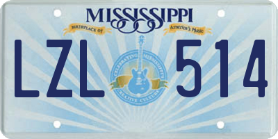 MS license plate LZL514