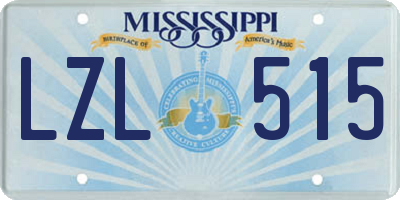 MS license plate LZL515