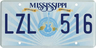 MS license plate LZL516