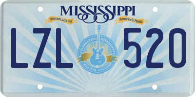 MS license plate LZL520