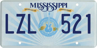 MS license plate LZL521