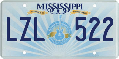 MS license plate LZL522