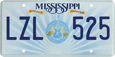 MS license plate LZL525