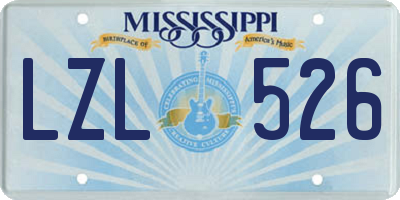 MS license plate LZL526