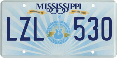 MS license plate LZL530