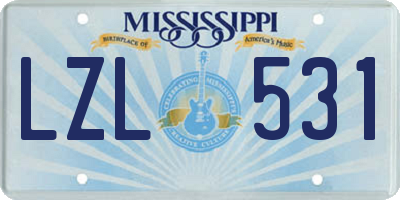 MS license plate LZL531